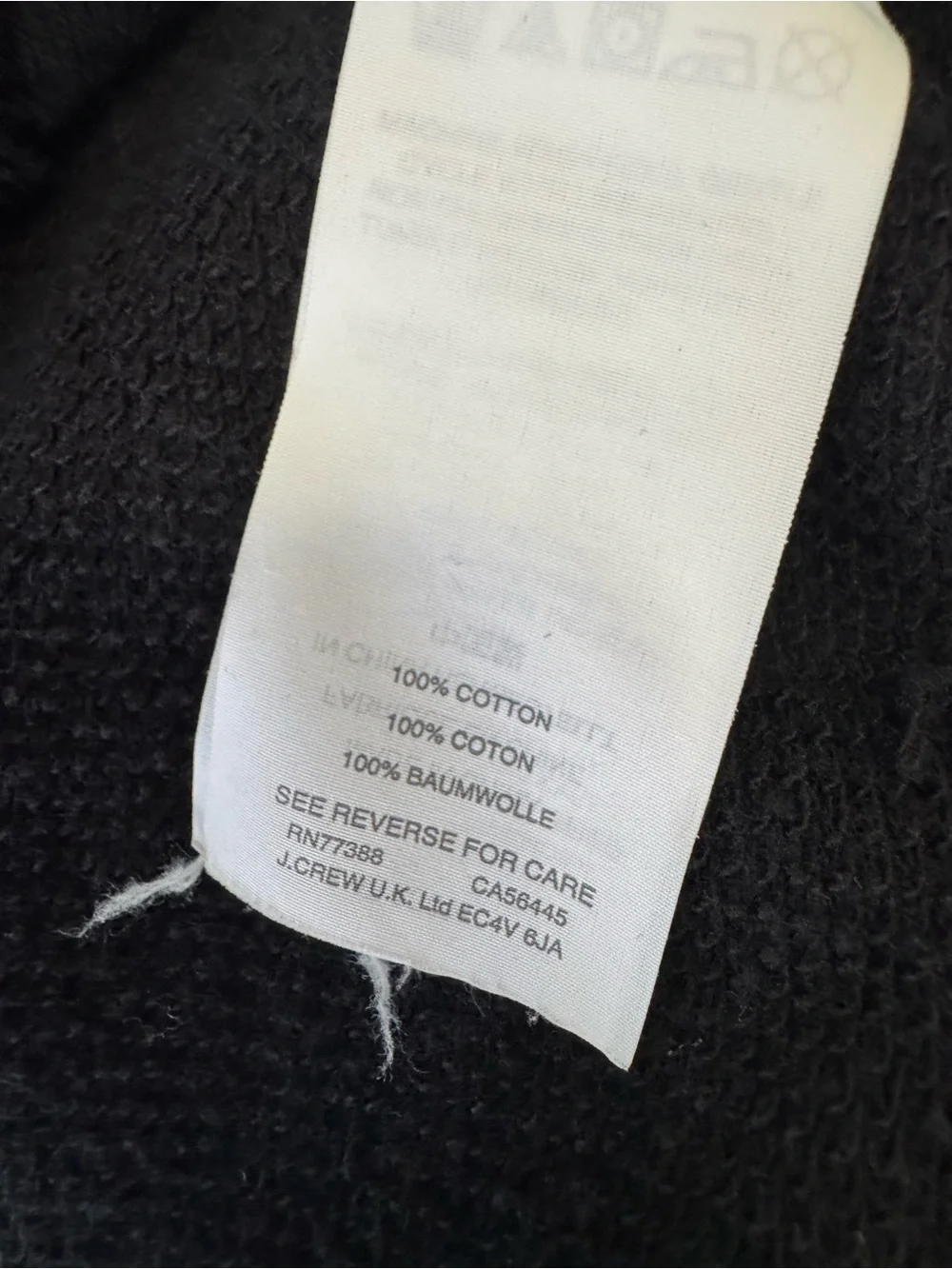J. Crew Vintage Fleece Black Sweatshirt XS EUC